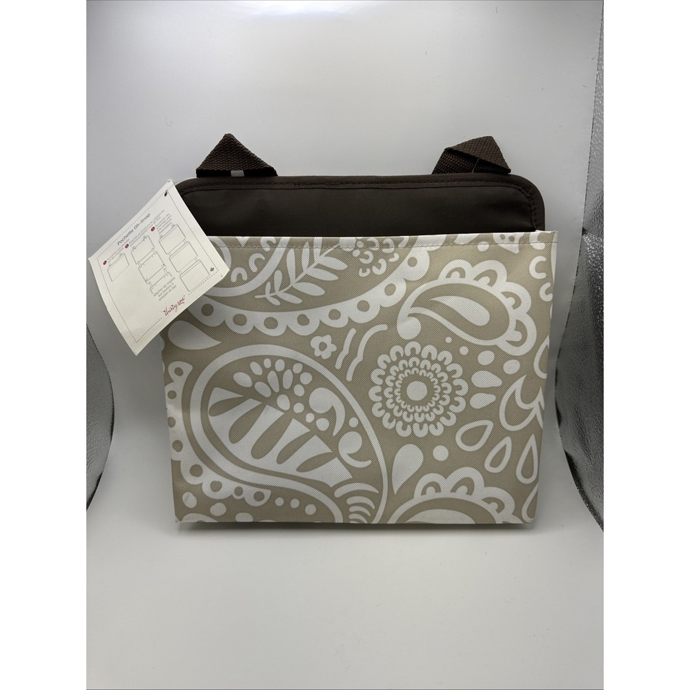 Thirty-One Brown Floral Woodblock Oh Snap Pocket‎ Organizer - NEW